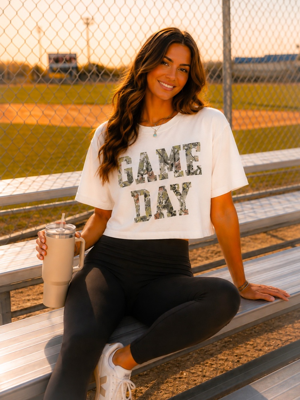 GAME DAY Cropped Tee - White